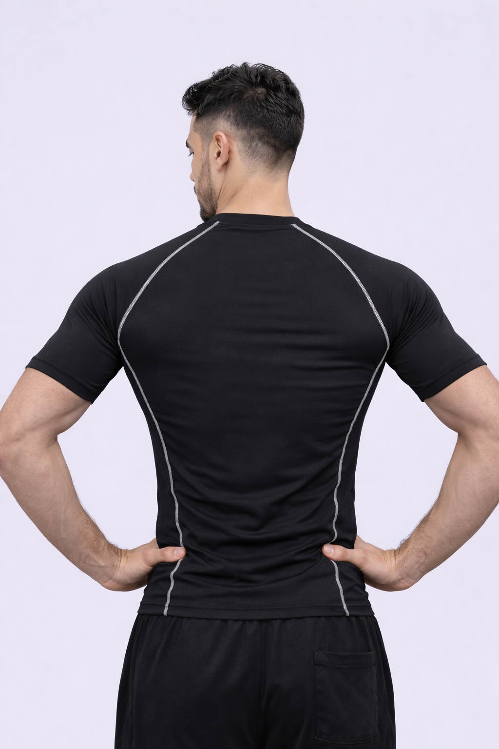 Black Half Sleeve Compression Tshirt