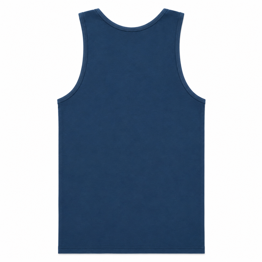 Premium Cotton Fitted Gym Tank - Storm Blue