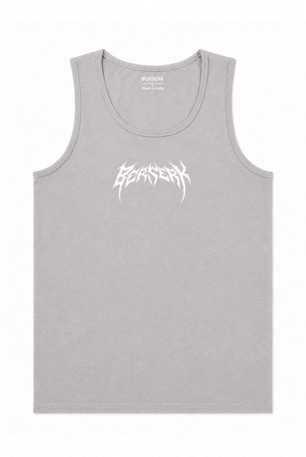 Premium Cotton Fitted Gym Tank - Light Grey