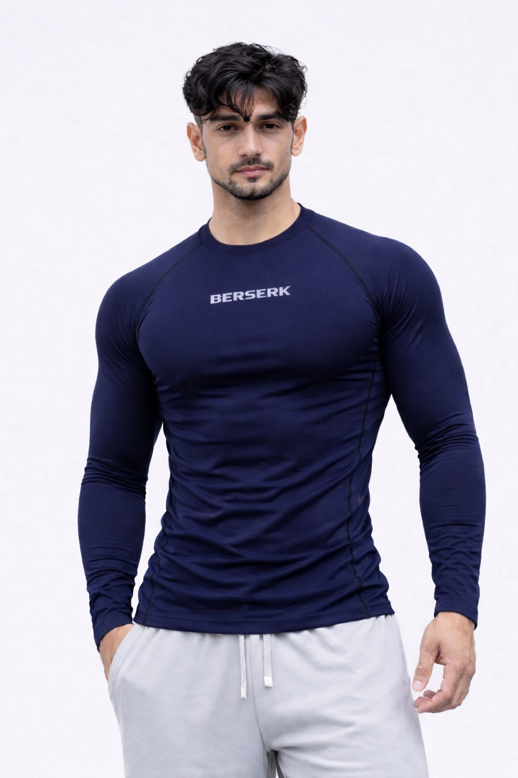 Navy Full Sleeve Compression Tshirt