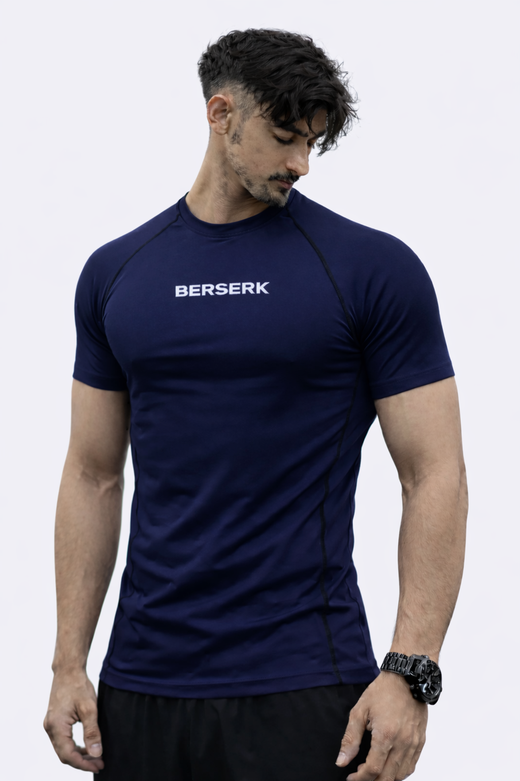 Navy Half Sleeve Compression Tshirt