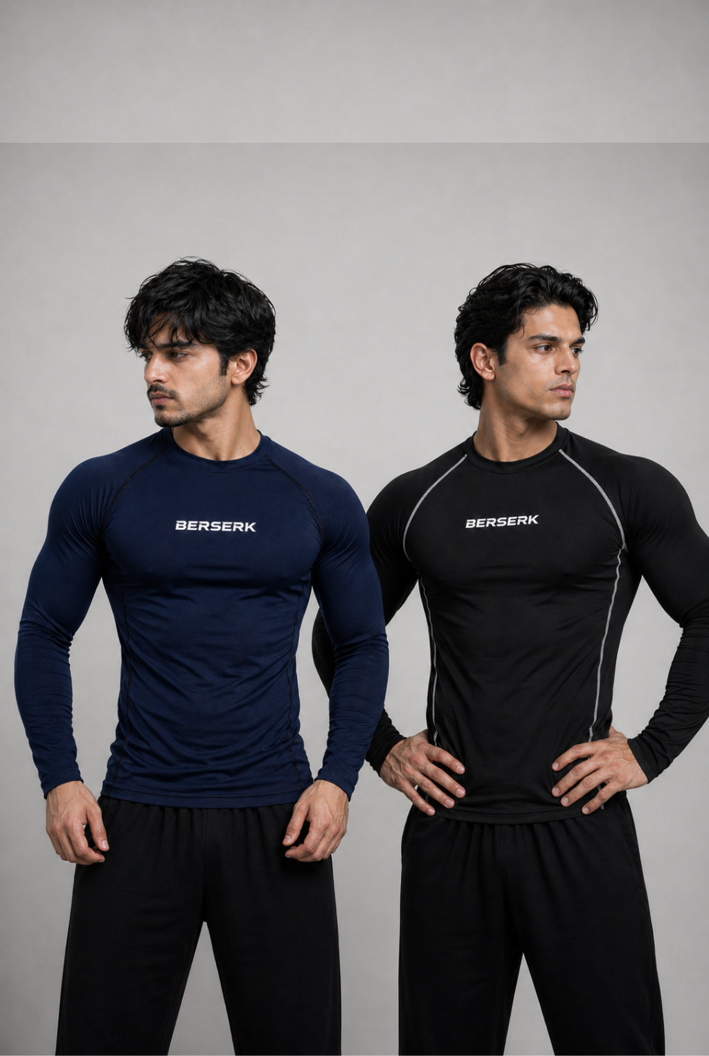 Midnight Phantom Pack of 2 - Midnight Navy & Phantom Black Full Sleeve Compression Tshirts