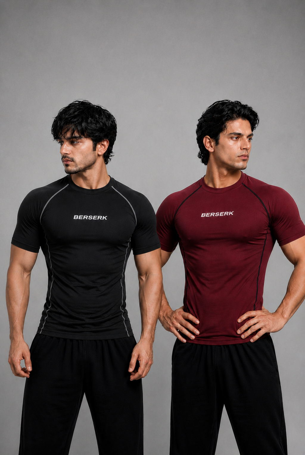 Radiant Pack of 2 - Dark Matter Black & Royal Maroon Half Sleeve Compression Tshirts