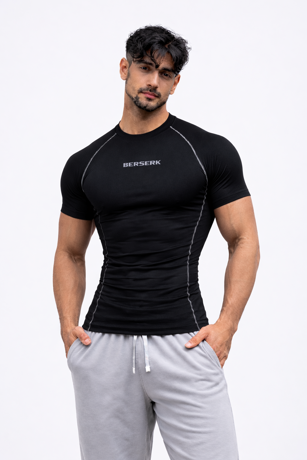 Black Half Sleeve Compression Tshirt