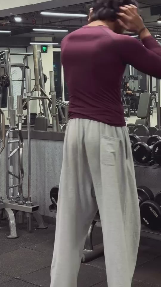 Royal Maroon Full Sleeve Compression Tshirt